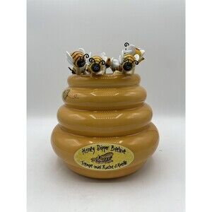 The Lifestyles Collection Bee Honey Dipper Beehive Holder + 10 Wood Dippers Bsh